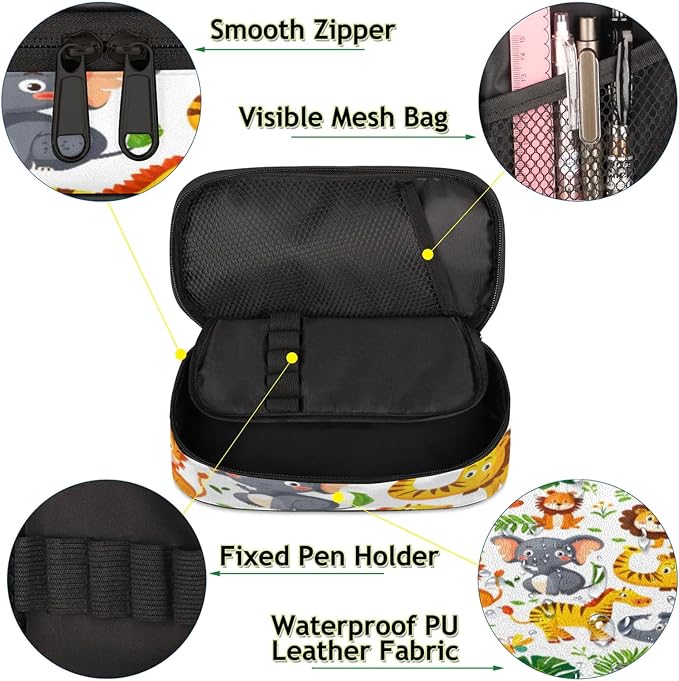 Pardick Pencil Case，Cute Animals Big Capacity Pencil Pouch Coin Pouch - Image 5