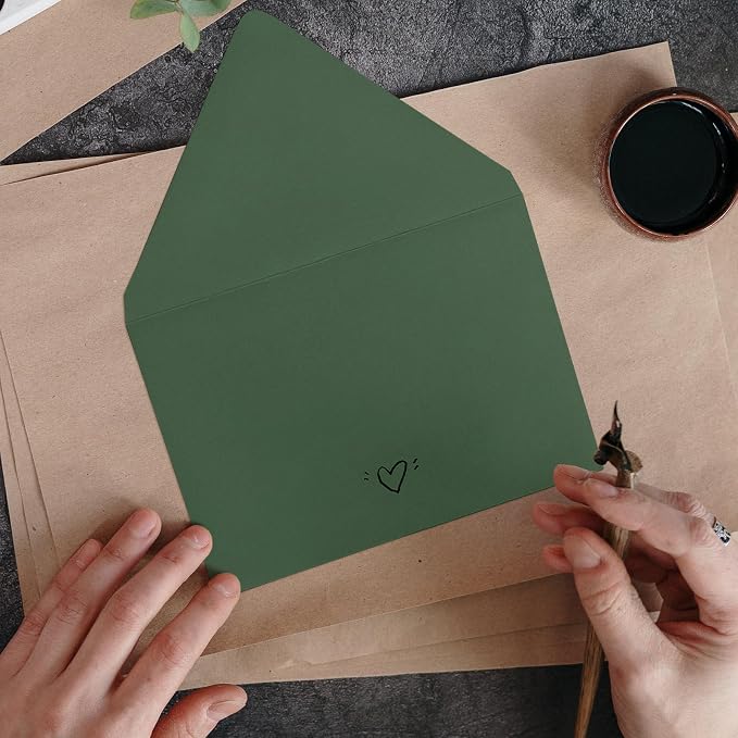 100 Pack Dark Green Envelopes 5x7, Goefun A7 Envelopes - Image 6