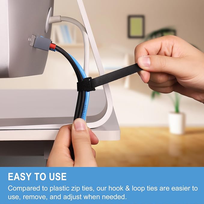 200 PCS 8 Inches Reusable Cable Ties | Adjustable Cord Wraps, Cable Straps | - Image 5