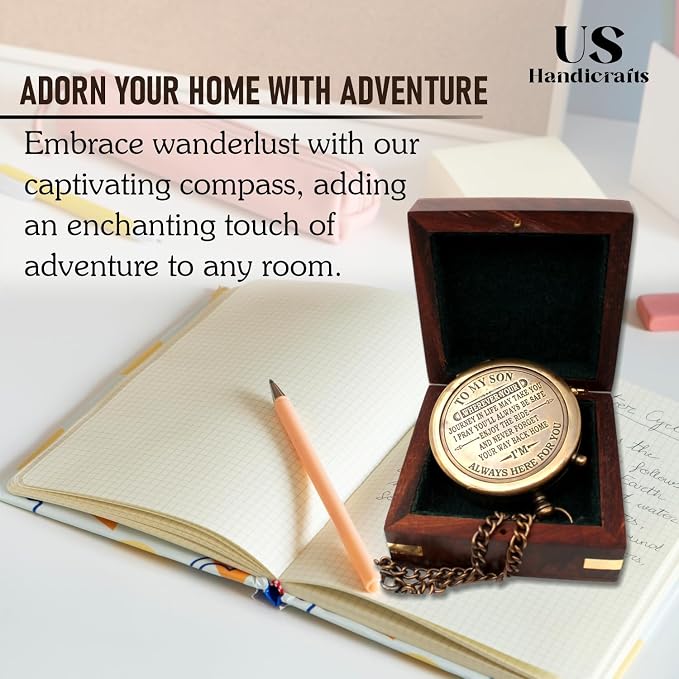 US HANDICRAFTS Brass Compass - Image 3