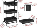 JIUYOTREE 3-Tier Plastic Rolling Storage Cart Utility Cart - Image 2