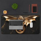Golden Dragon Black Marble Desk Mat | Luxury Gaming Mouse Pad, Large Non-Slip - Image 3