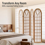 ALeesing Folding Room Divider Privacy Screen Freestanding 4-Panel Shoji Style - Image 7
