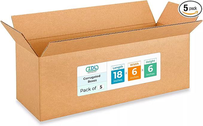 Long Moving & Shipping Boxes 18 x 6 x 6 inches by IDLPackaging