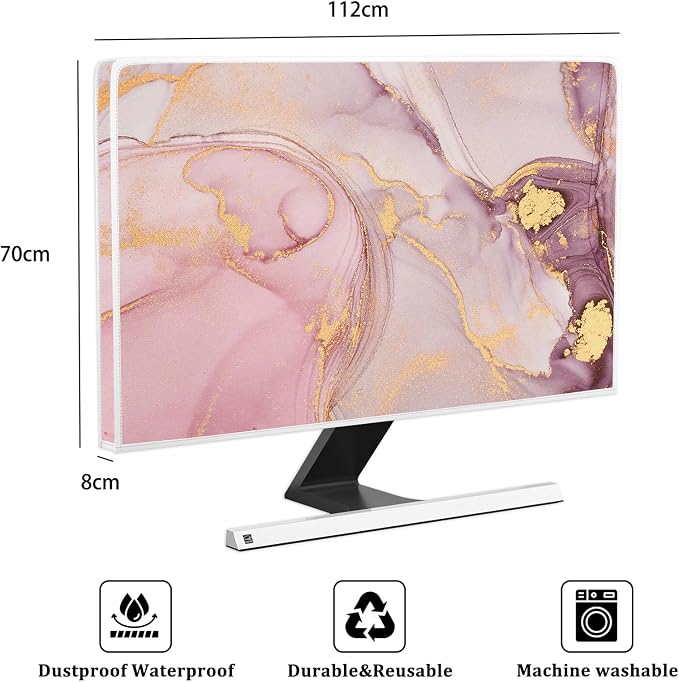 Baocicco Pink Gold Marble Waterproof Screen TV Cover 45, 48 Inch Decorative - Image 2