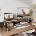 WESTREE Dual Monitor Stand Riser, Wood and Steel Monitor Stand Riser, Computer - Image 2