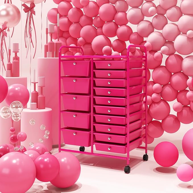 COSTWAY 15-Drawer Rolling Storage Cart, Mobile Utility Cart - Image 6