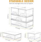 Stebopum 4 Pack Stackable Storage Drawers Clear Acrylic Organizer Bathroom - Image 2
