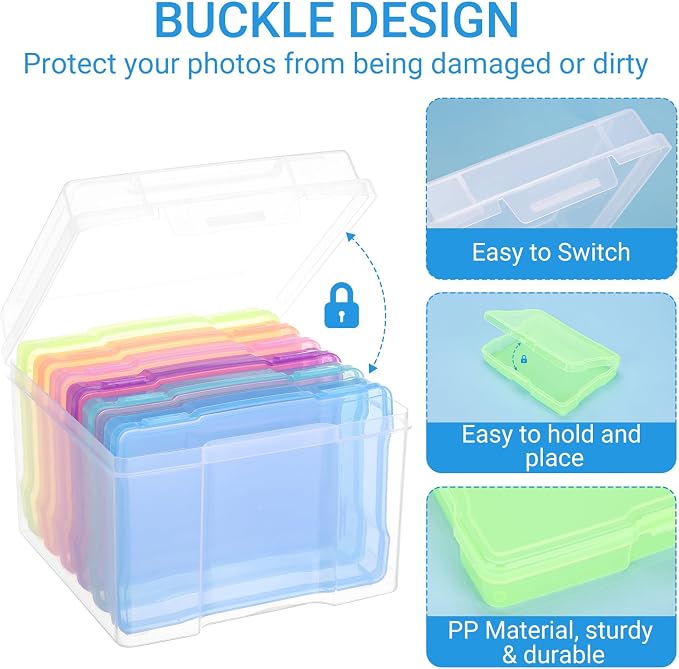 COSICS Photo Storage Box 4" x 6", Extra Large Transparent Plastic Photo - Image 3