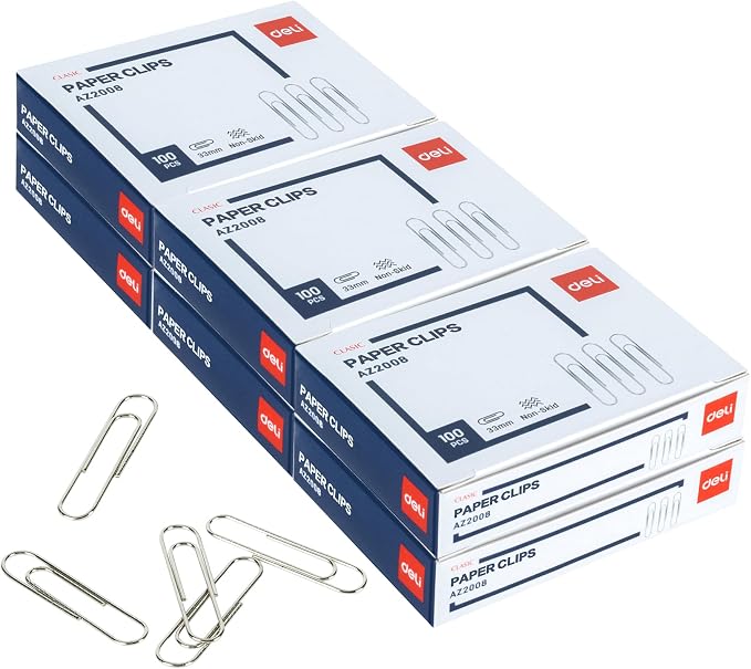 Deli #1 Nonskid Paper Clips, 600 Medium Paper Clips, 6 Boxes of 100 Each by delioffice