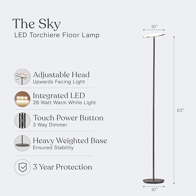 Brightech Sky LED Floor lamp, Torchiere Super Bright Floor Lamp - Image 8