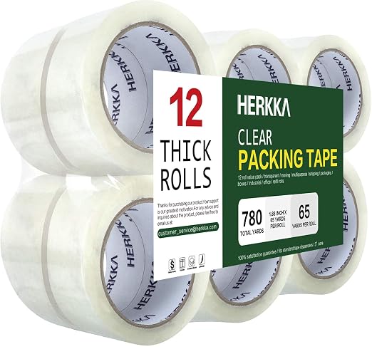 HERKKA Clear Packing Tape, 12 Rolls Heavy Duty Packaging Tape by HERKKA