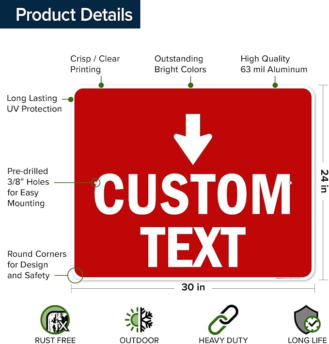 Custom Arrow, Custom Directional Sign, Down Arrow, 24x30 Inches, Rust Free .063 - Image 6