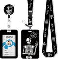 Skull Skeleton Badge Holder Retractable Lanyard, Lanyards by Mcapirivo