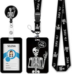 Skull Skeleton Badge Holder Retractable Lanyard, Lanyards by Mcapirivo