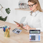 M&G Desk Calculator 12 Digit Extra Large LCD Display, Dual Solar Power and - Image 2