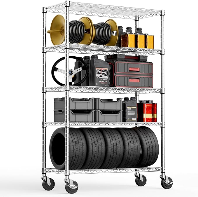 M MZG 5-Shelf Storage Shelves, Wire Shelving Heavy Duty Metal Storage Shelving by MEIGAOPLASTICANDMETALHKCOLIMITED