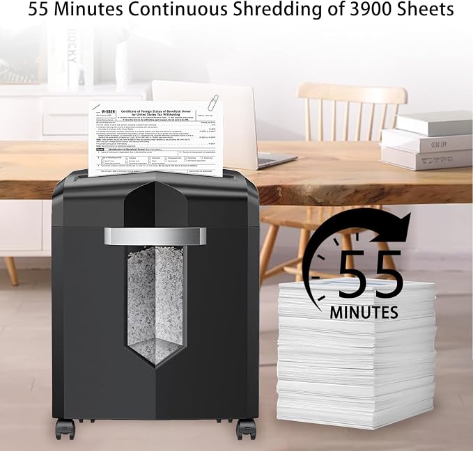 Bonsaii 12-Sheet Micro-Cut Paper Shredder, 55-Min Continuous Run, Shreds - Image 4