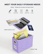 Oterri File Organizer Box with Lid, Hanging Filing File Box with Mesh Pocket - Image 4