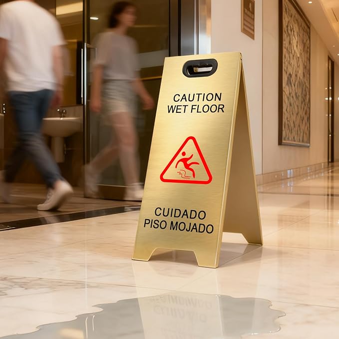 Kerty 2 Pack Stainless Steel Wet Floor Sign, 24 Inch Caution Wet Floor Sign - Image 5