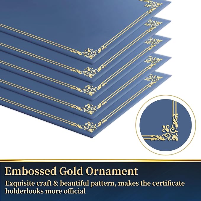 12 Packs Certificate Covers, Certificate Holders Gold Foil Border, - Image 4