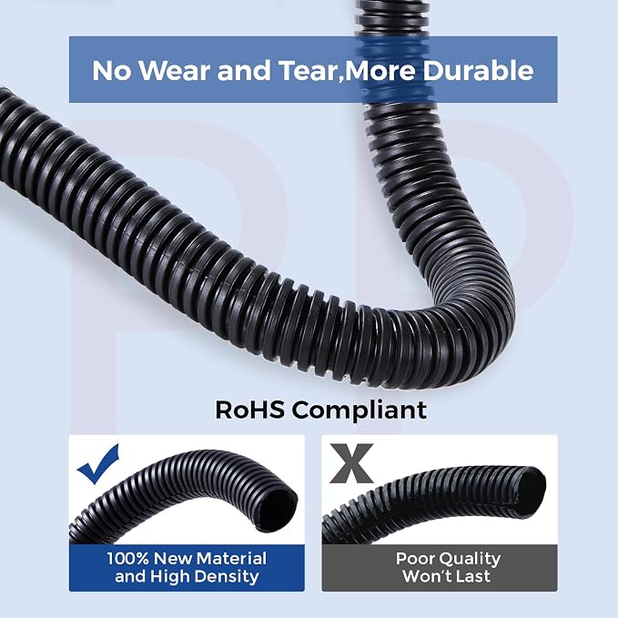 Wire Loom 1/2 inch 33ft, YCLYC Split Loom, Cord Protectors from Pets, Wire - Image 3
