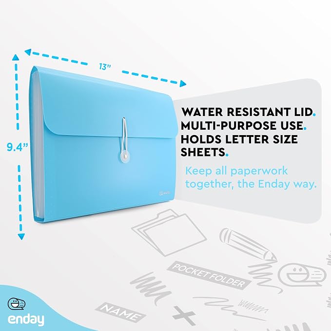 Accordion File Organizer, 13 Pocket Expanding File & Cover Folder - Image 5