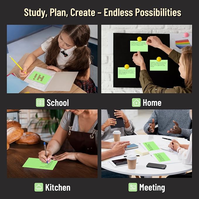 300 Count Index Cards 3 x 5 Inch Ruled Green Index Cards, Flash Cards College - Image 7