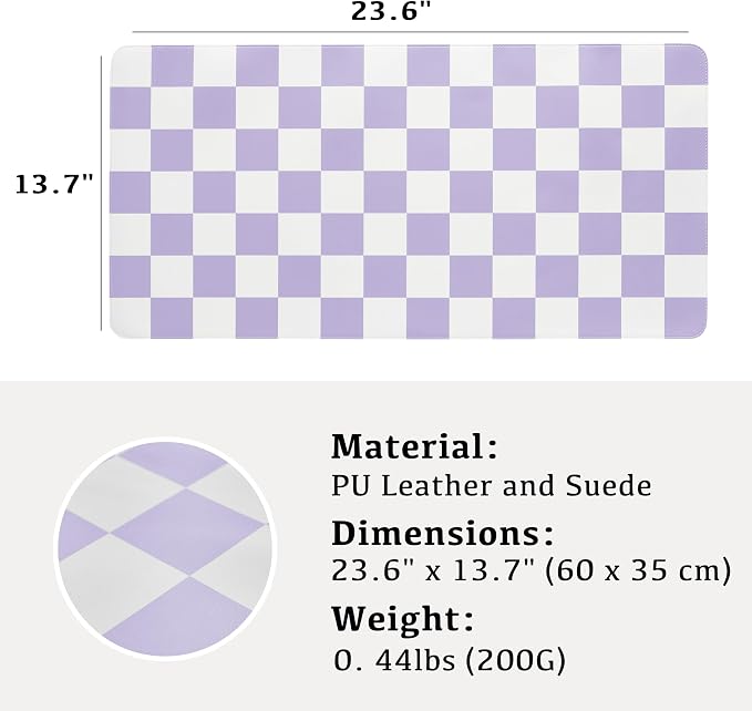 Ohocut Checkered Desk Mat, Large Cute Aesthetic Retro PU Leather Computer - Image 3