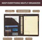 Geslun Genuine Leather 3 Ring Binder, 8.5 x 11 Letter Size Folio - Image 5