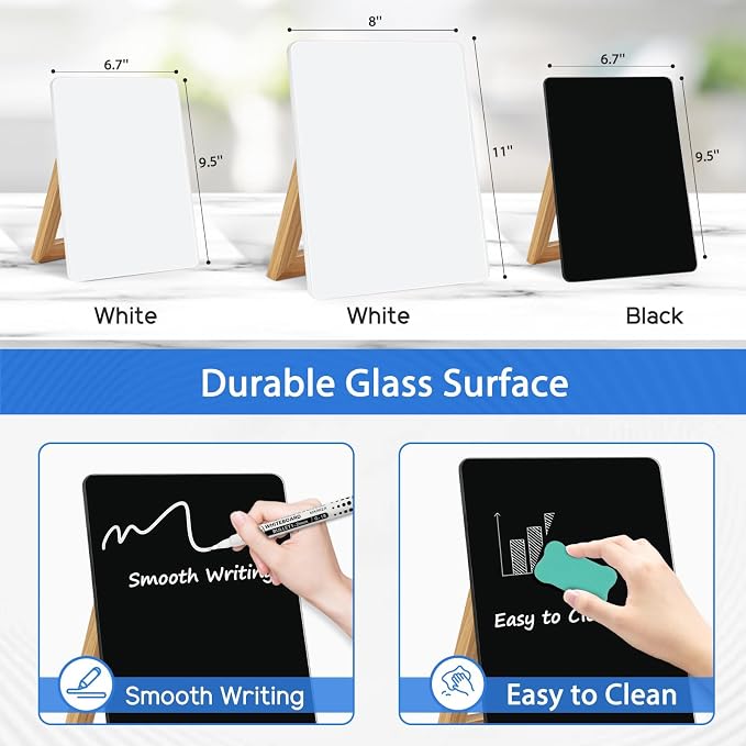 WALGLASS Desktop Black Glass Dry Erase Board 9.5"x 6.7" - Image 4