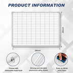 Lined Whiteboard Blank Grid Aluminum Frame Dry Erase Board Reusable Wall - Image 2