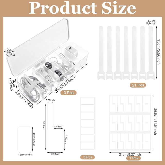 Cable Organizer Box with Lid, 7 Compartments Charger Organizer - Image 2