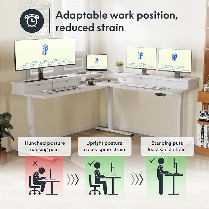 FLEXISPOT 71" Large L Shaped Standing Desk Electric Corner Table - Image 9