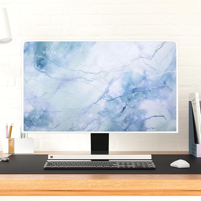 Baocicco Fashion Haze Blue Marble Screen TV Cover Cover 75 Inch Waterproof Full - Image 4