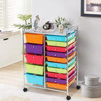COSTWAY 15 Drawer Rolling Storage Cart, Utility Tools Paper Organizer on Wheels - Image 8