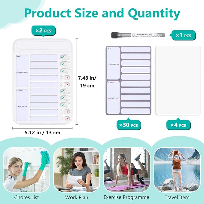 2Pcs Chore Chart for Kids to Do List Checklist Board Detachable Message Slider - Image 2