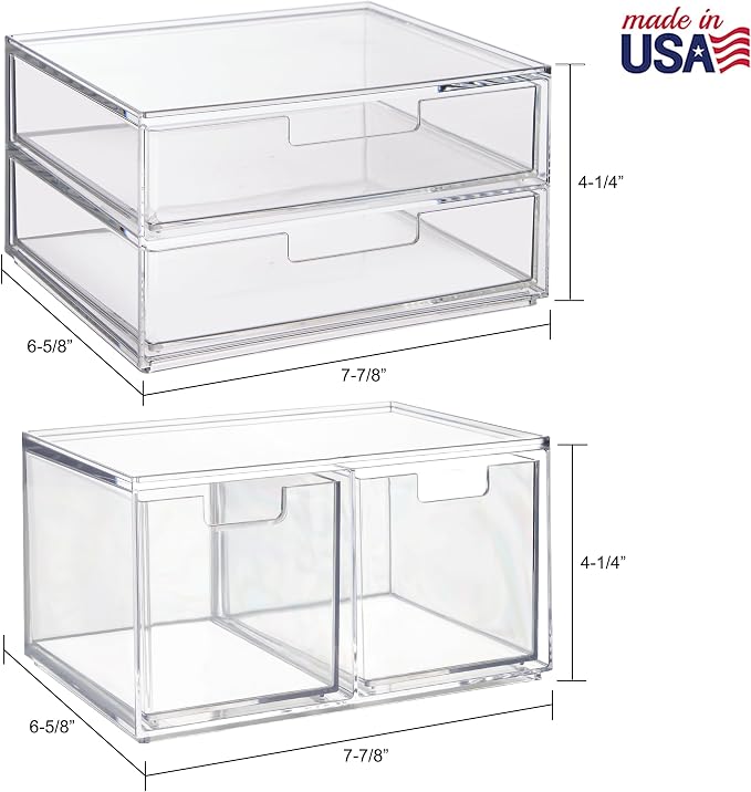 STORi Chloe Space-Saving Clear Drawer Organizer Sort Office, Beauty Supplies - Image 3