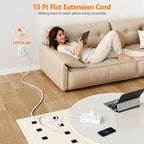 Surge Protector Power Strip 10 FT Flat Extension Cord ，10 AC Outlets & 4 USB - Image 7