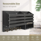 FifthQuarter Key Holder for Wall: Easy Mounted Key Rack and Mail Organizer - Image 2