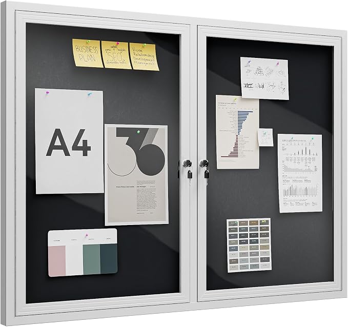 48"x36" Lockable Enclosed Bulletin Board, Outdoor Flet Weather-Resistant by Unknown