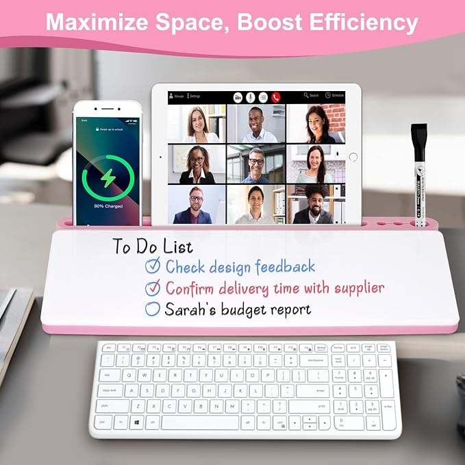 Desktop Glass Whiteboard with Storage, Desk Organizers and Accessories with - Image 2