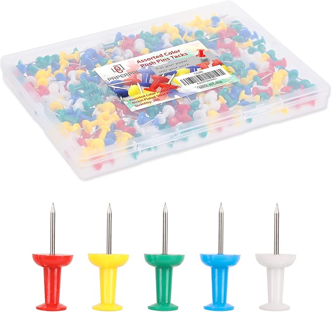 PAPERPAL 280 Assorted Color Push Pins by PAPERPALDirect