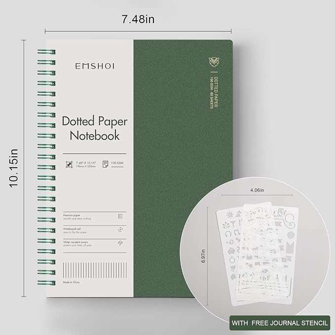 EMSHOI Dotted Journal Spiral Notebook 7.48" x 10.15" - Image 5