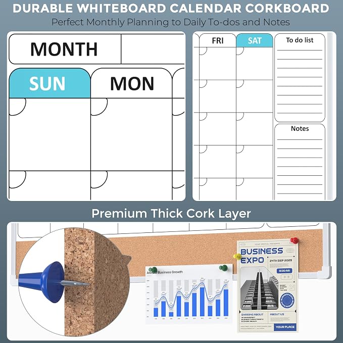 MaxGear Monthly Calendar Whiteboard Dry Erase Cork Board - Image 5
