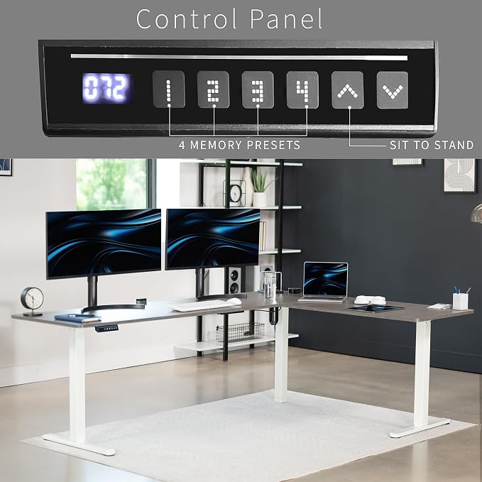 VIVO Electric Corner 84 x 63 inch L-Shaped Standing Desk, Memory Height - Image 5