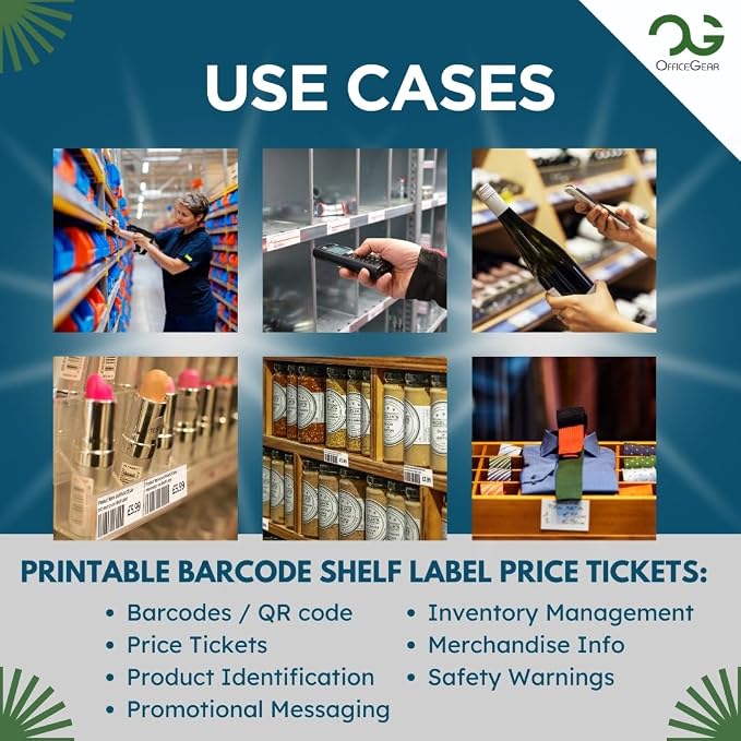 OfficeGear Shelf Edge Barcode Price Ticket Labels 32-up 37x52mm Custom - Image 5
