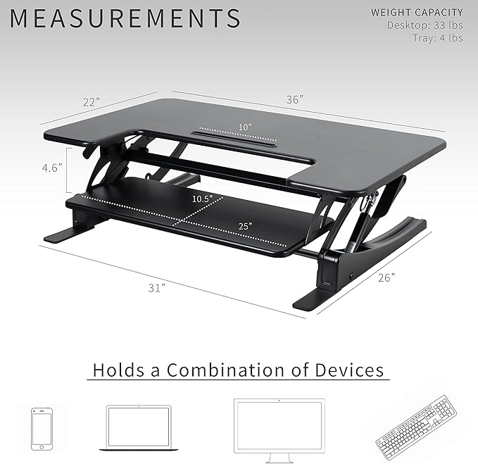 VIVO 36 inch Height Adjustable Stand Up Desk Converter, V Series, Quick Sit to - Image 4