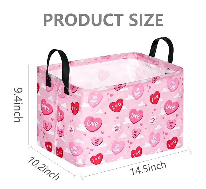 FUULOXE Rectangular Valentines Basket Storage Bin - Image 7