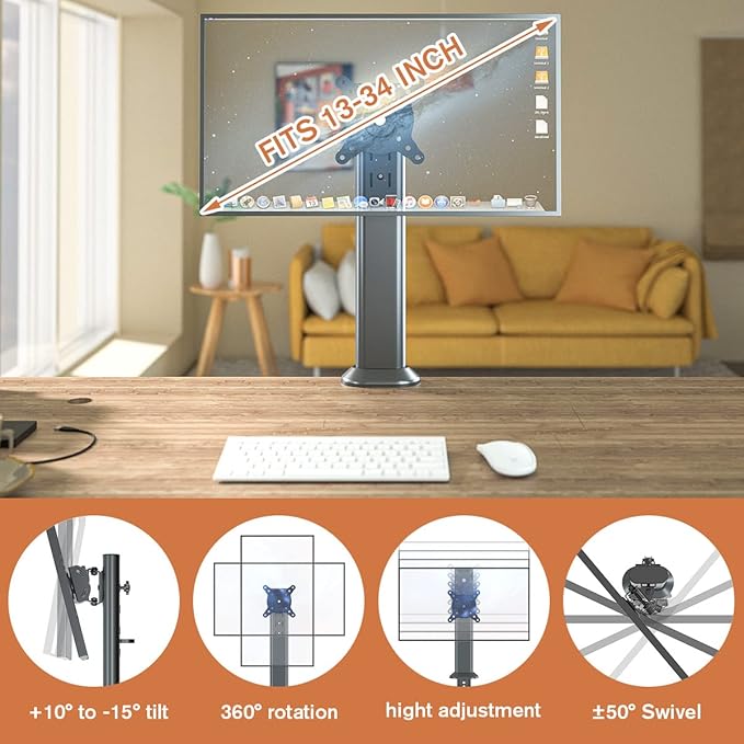 HEMUDU Single Desk Monitor Arm Mount Stand Fit - Image 2